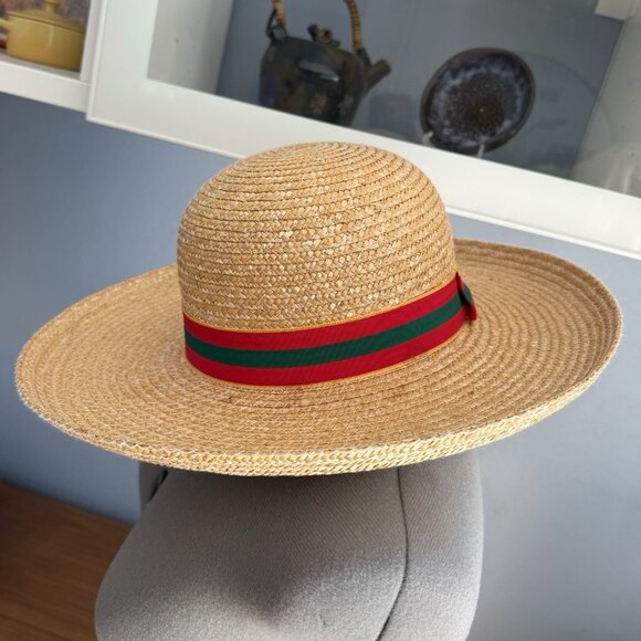 Vintage 80s Banana Republic Wide Brim Straw Raffia Sun Hat